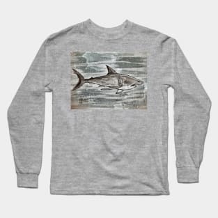 Fierce Shark Grunge Long Sleeve T-Shirt